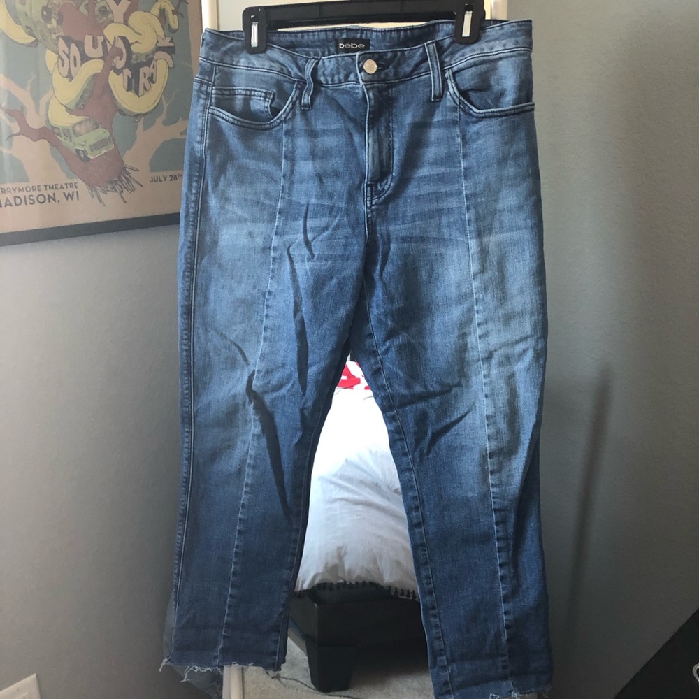 Bebe Center Seam Cropped Straight Jean